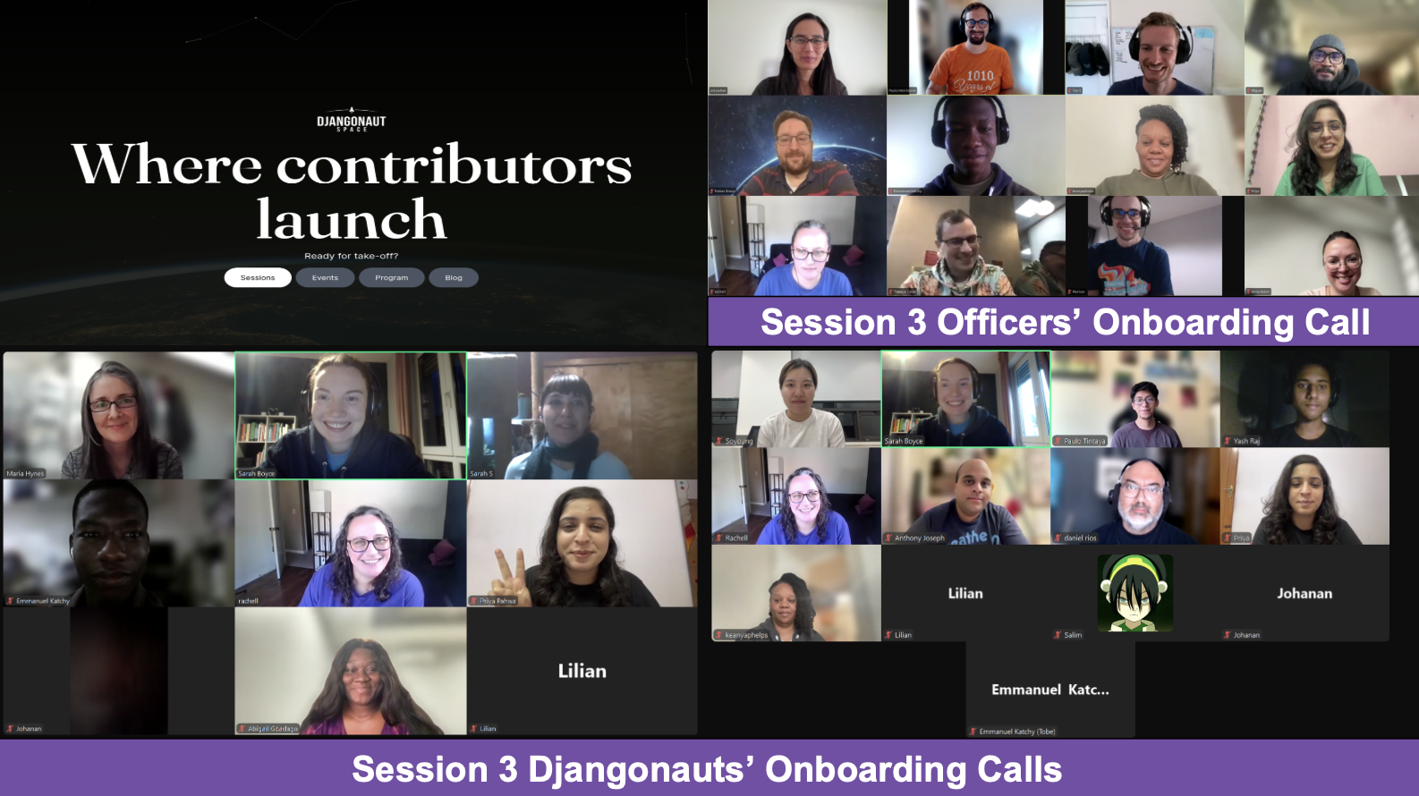 Snapshots of Session 3 Onboarding Calls